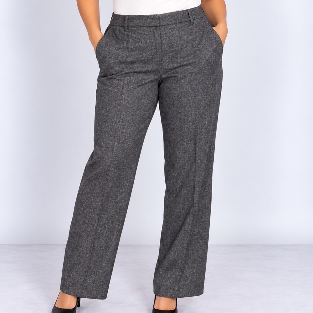 Ann Taylor Size 18 Wool Blend Gray Trousers Wide Leg Career Pants Pockets